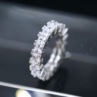 European And American Ladies Luxury Zircon Ring Full Diamond Copper Ring main image 1