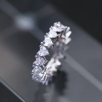 European And American Ladies Luxury Zircon Ring Full Diamond Copper Ring main image 3