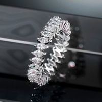 European And American Ladies Luxury Zircon Ring Full Diamond Copper Ring main image 5