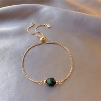 Simple Green Gemstone Bracelet Korean Style Tiger Eye Stone Alloy Bracelet 2-piece Set main image 5