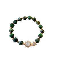 Simple Green Gemstone Bracelet Korean Style Tiger Eye Stone Alloy Bracelet 2-piece Set main image 6