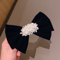 Korean Pearl Bow Diamond Hairpin Niche Cute Side Clip Top Clip Back Head Clip main image 1