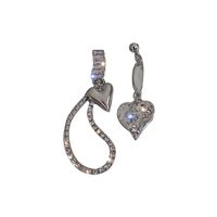 Vintage Geometric Zircon Crystal Heart Asymmetric Copper Earrings Wholesale main image 6