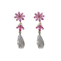 Fashion Inlaid Rhinestone Flower Long Tassel Earrings Wholesale main image 5