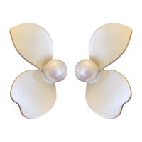 Fashion Inlaid Pearl Petal Solid Color Earrings Wholesale main image 6