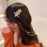 Fashion Korean Electroplating Pearl Bow Hairpin Personality Simple Alloy Hair Clip main image 3