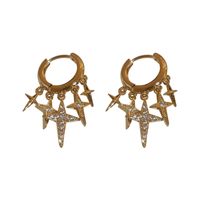 Zircon Four-pointed Star Fashion Ear Buckle Alloy Earrings main image 6