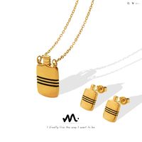 Koreanischer Stil Trend Titanstahl Gestreifter Kleiner Wasserkocher Anhänger Halskette Ohrstecker Schmuck main image 3