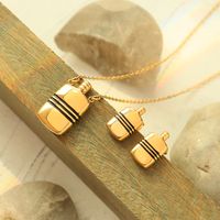 Korean Style Trend Titanium Steel Striped Small Kettle Pendant Necklace Ear Stud Jewelry main image 1