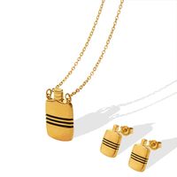 Style Coréen Tendance Titane Acier Rayé Petite Bouilloire Pendentif Collier Oreille Clou Bijoux main image 6