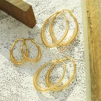 European And American Retro U-shaped Non-fading Titanium Steel Plated 18k Real Gold Earrings main image 1