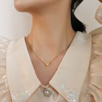 Fashion Heart Shape Titanium Steel Plated Collarbone Necklace main image 1