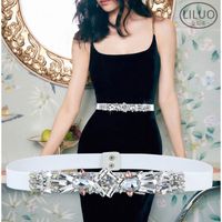 Cinturón Decorativo De Accesorios Para Mujer Con Diamantes De Imitación De Cristal Blanco A La Moda main image 1