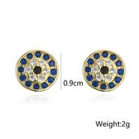 Retro Simple Round Black And White Blue Zircon Earrings Copper Plated 18k Gold Earrings main image 5
