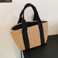 Retro Woven Straw Bag Large-capacity Bucket Cabbage Basket Bag 32*16*12cm main image 4