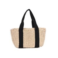 Retro Woven Straw Bag Large-capacity Bucket Cabbage Basket Bag 32*16*12cm main image 6