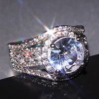 New Jewelry Exquisite Ladies Ring Fashion Inlaid Large Zircon Copper Ring main image 4