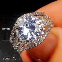 New Jewelry Exquisite Ladies Ring Fashion Inlaid Large Zircon Copper Ring main image 6