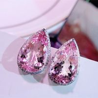 Fashion New Earrings Pear-shaped Water Drop Pink Zircon Earrings Valentine's Day main image 1