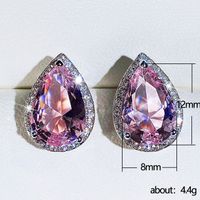 Fashion New Earrings Pear-shaped Water Drop Pink Zircon Earrings Valentine's Day main image 6