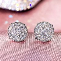 Korean Style Simple Inlaid Zircon Copper Round Earrings main image 1