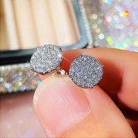 Korean Style Simple Inlaid Zircon Copper Round Earrings main image 5