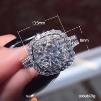 New Four-claw Round Diamond Zircon Ring Full Set Engagement Ring Copper Jewelry main image 3