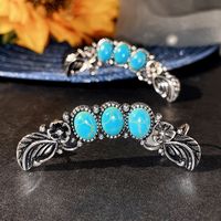 New Bohemian Style Exaggerated Large Earrings Imitation Turquoise Retro Alloy Earrings main image 2