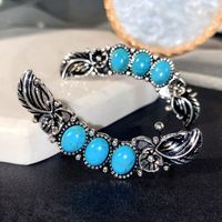 New Bohemian Style Exaggerated Large Earrings Imitation Turquoise Retro Alloy Earrings main image 4