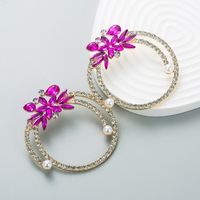 Boucles D&#39;oreilles Rondes En Alliage De Mode Avec Strass main image 5