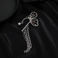 New Long Tassel Butterfly Long Pearl Single Alloy Ear Clip main image 5