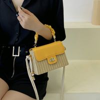 Summer Straw Bag Fashion Large-capacity One-shoulder Portable Messenger Small Square Bag 20*14*9cm sku image 2
