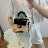 Summer Straw Bag Fashion Large-capacity One-shoulder Portable Messenger Small Square Bag 20*14*9cm sku image 4