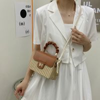 Summer Straw Bag Fashion Large-capacity One-shoulder Portable Messenger Small Square Bag 20*14*9cm sku image 5