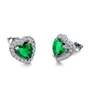 Simple Style Heart Copper Artificial Gemstones Earrings Ear Studs sku image 6