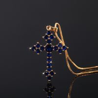 Europäische Und Amerikanische Mode Kreuz Zirkon Kupfer Halskette sku image 3