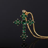 Europäische Und Amerikanische Mode Kreuz Zirkon Kupfer Halskette sku image 4