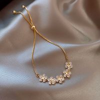 Fashion Zircon Flower Geometric Bracelet Korean Style Simple Tianium Steel Hand Jewelry sku image 1