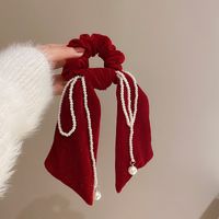 New Year's Retro Red Hairpin Christmas Headdress Diamond Pearl Fabric Bow Spring Clip sku image 35