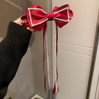 New Year's Retro Red Hairpin Christmas Headdress Diamond Pearl Fabric Bow Spring Clip sku image 37