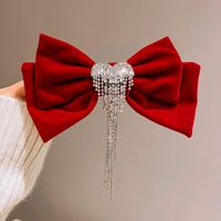 New Year's Retro Red Hairpin Christmas Headdress Diamond Pearl Fabric Bow Spring Clip sku image 42