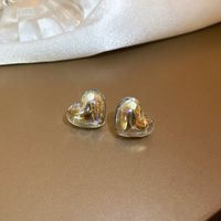 Fashion Pearl Heart Shaped Alloy Earrings Wholesale sku image 2
