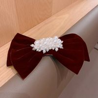 Korean Pearl Bow Diamond Hairpin Niche Cute Side Clip Top Clip Back Head Clip sku image 1