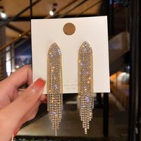 1 Pair Elegant Lady Tassel Heart Shape Bow Knot Inlay Metal Artificial Pearls Rhinestones Drop Earrings sku image 8