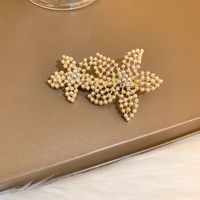 Fashion Korean Electroplating Pearl Bow Hairpin Personality Simple Alloy Hair Clip sku image 2