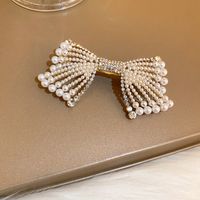 Fashion Korean Electroplating Pearl Bow Hairpin Personality Simple Alloy Hair Clip sku image 3