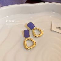 Periwinkle Blue Drop Oil Geometric Stud  Alloy Earrings sku image 1