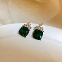 Bow Knot Diamond Alloy Artificial Gemstones Earrings sku image 1