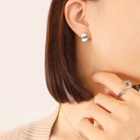 Korean Style Trend Titanium Steel Striped Small Kettle Pendant Necklace Ear Stud Jewelry sku image 2