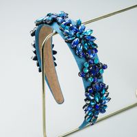 Baroque Blue Inlaid Glass Contrast Color Headband Wholesale main image 1